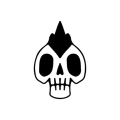 Skull head with punk hairstyle, illustration for t-shirt, poster, sticker, or apparel merchandise. With cartoon style.