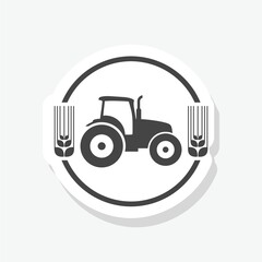 Tractor icon sticker symbol design isolated on white background