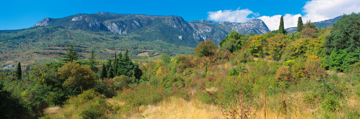 Fototapeta na wymiar Russia, Crimea, mountain landscape in autumn in the vicinity of the village of Gurzuf.