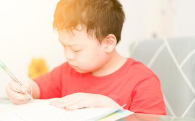 asia child do homework at home