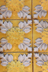 close up of a relief  tiles in Portugal
