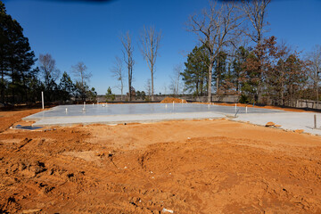 New concrete slab for new home construction