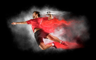 Handball player players in action - obrazy, fototapety, plakaty