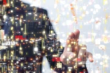 Neural network 3D illustration. Big data and cybersecurity