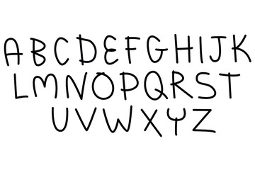 Vector hand drawn alphabet. Brush painted letters, rough contour.
