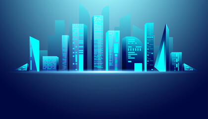 Fototapeta premium abstract building modern blue and space on a modern background futuristic digital