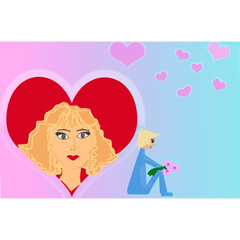  a large heart in which a woman's portrait 