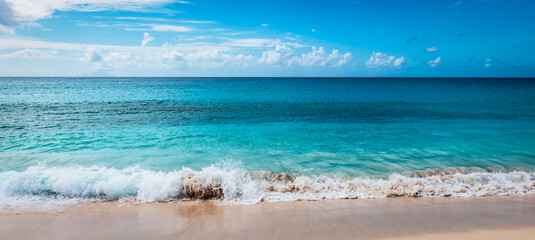 Beautiful beach in Sint Maarten, Lesser Antilles.