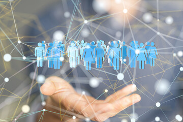 Global network. Blockchain. 3D illustration. Neural networks and artificial intelligence. Abstract