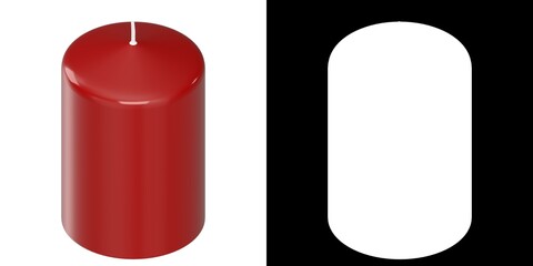 3D rendering illustration of a red pillar candle