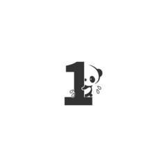 Panda icon behind number 1 logo illustration