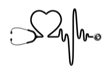 Stethoscope in the shape of a Heart Beat on a EKG