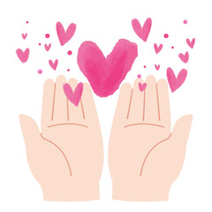 手のひらの上のハートマークイラスト