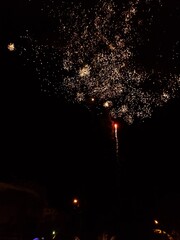 Naklejka premium Fireworks in new's year 2019 to 2020