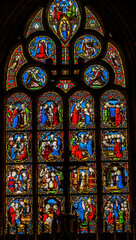 Jesus Stained Glass Notre Dame Church St Marie Mont Normandy France