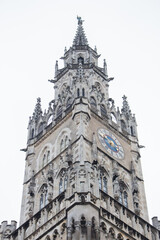 Fototapeta na wymiar Munich, Germnany - 11.22.2021: New Town Hall in Munich, Marienplatz, Bavaria, Germany. Exterior of City Hall. Munich landmark. Travel in Germany.