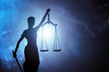 No law or dictatorship concept. The Statue of Justice holding scale.