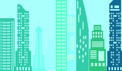 Abstract Modern City Skyline  Seamless Vector Pattern
