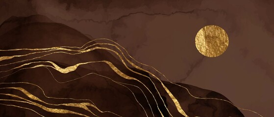 Beige, brown watercolor fluid painting vector background design.Golden marble texture, geode.