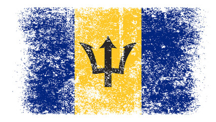 Barbados Flag Distressed Grunge Vintage Retro. Isolated on White Background