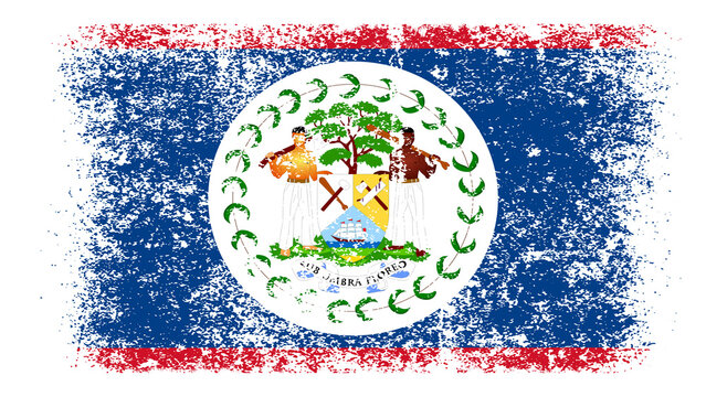 Belize Flag Distressed Grunge Vintage Retro. Isolated on White Background