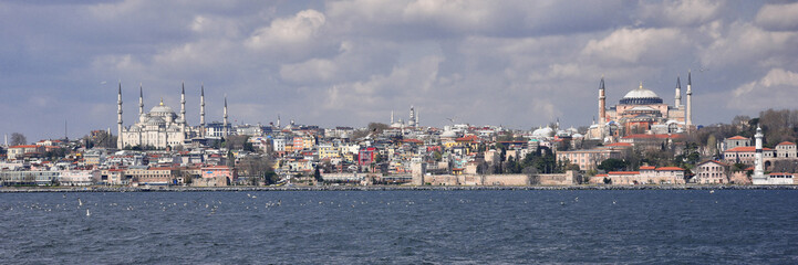 Fototapeta na wymiar Landmarks and landscapes of Istanbul . Spring time of the year, port. Istanbul. Turkey