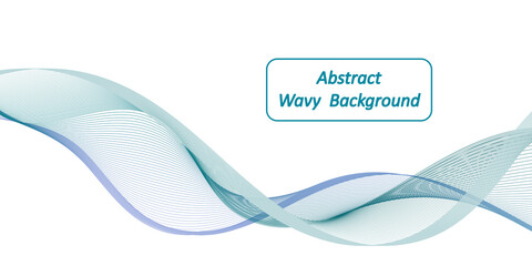 Wave swirl swoosh, teal and blue flowing sea water, undulate air wind curve, dynamic sound wave. Modern trendy design, twisted lines isolated, abstract background, vector illustration