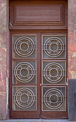 Closed vintage metal door