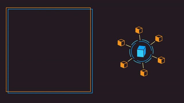 4k video of cartoon cryptocurrency icon on black background.