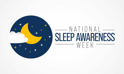 National Sleep awareness week is observed every year in March, intended to be a celebration of sleep and a call to action on important issues related to sleep. Vector illustration