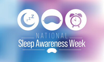 National Sleep awareness week is observed every year in March, intended to be a celebration of sleep and a call to action on important issues related to sleep. Vector illustration
