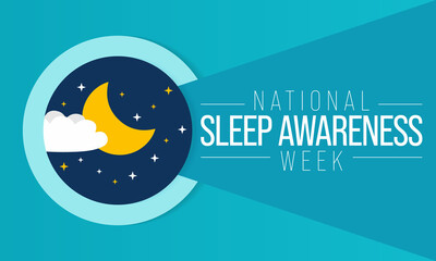 National Sleep awareness week is observed every year in March, intended to be a celebration of sleep and a call to action on important issues related to sleep. Vector illustration