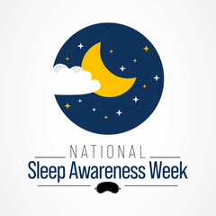 National Sleep awareness week is observed every year in March, intended to be a celebration of sleep and a call to action on important issues related to sleep. Vector illustration