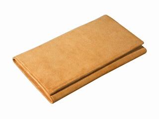 Beige leather clutch bag isolated on white