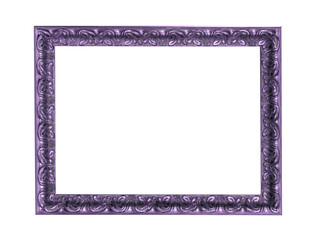 Wooden purple frame for paintings. Isolated on white