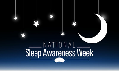 Fototapeta National Sleep awareness week is observed every year in March, intended to be a celebration of sleep and a call to action on important issues related to sleep. Vector illustration obraz