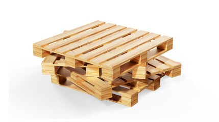 Stack of wooden pallets close-up 3d render