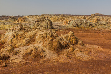 Colorful volcanic landscape of Dallol, Danakil depression, Ethiopia.
