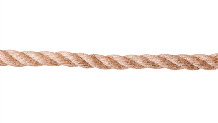 Strong wide beige light texture rope isolated on a white background.