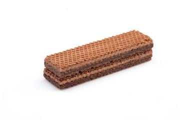 Chocolate wafers on white background	