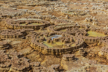 Landscape of Dallol volcano, Danakil depression, Ethiopia.