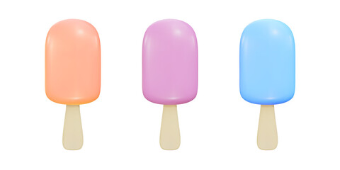 Ice cream. 3D set realistic objects. Vector illustration.