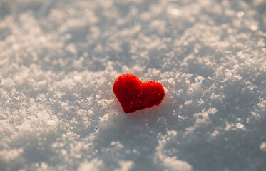 Fototapeta premium Valentine day. Red heart snow. 