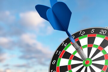 Classic game Dartboard target against the sky