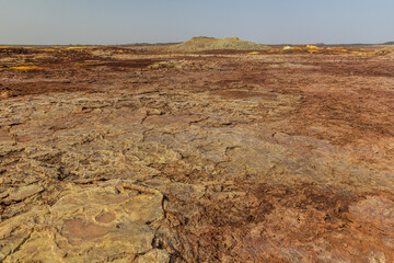 Desolate volcanic landscape of Dallol, Danakil depression, Ethiopia