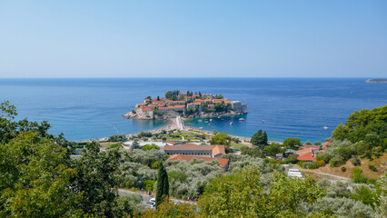 Fototapeta na wymiar Sveti Stefan - a famous island in Montenegro, Adriatic Sea