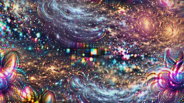 AI generated NFT crypto art of abstract creation. Digital image manipulation of an artificial intelligence.Cyberart travel into the mind concept.