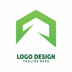 green arrow badge logo design