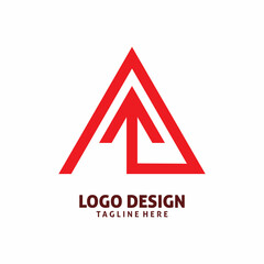 triangle red line arrow logo design