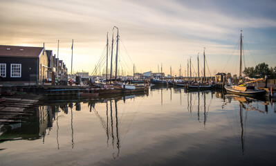 port of Urk with old fishing vessels